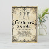 ヴィンテージ スケルトン コスチューム & カクテル ハロウィン 招待状 (スタンド正面)