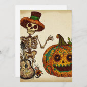 ヴィンテージ スケルトン/ハロウィン 死者の日 シーズンカード (正面/裏面)
