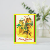 ヴィンテージ・スコティッシュ・コリーズ、バグパイプ・メリー・クリスマス ポストカード (スタンド正面)