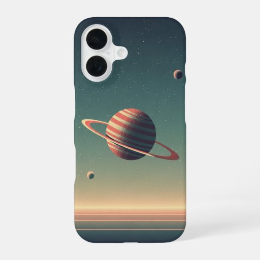 ヴィンテージ スタイリッシュな惑星 iPhone 16ケース (裏面)
