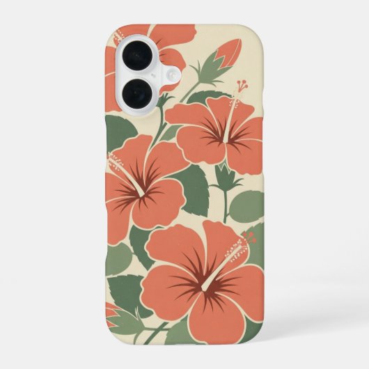 ヴィンテージ スタイリッシュ ハイビスカス iPhone 16ケース (裏面)