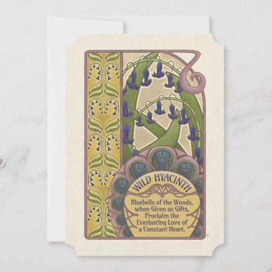 ヴィンテージ スタイルのブルーベル 花 - ピンクのカード (正面)