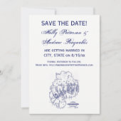 ヴィンテージ スタイルのマウントデザート島 ミネソタ州 マップ ブルー 招待状 (正面)