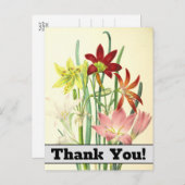 ヴィンテージ スタイルの花の「ありがとう!」ポストカード ポストカード (正面/裏面)