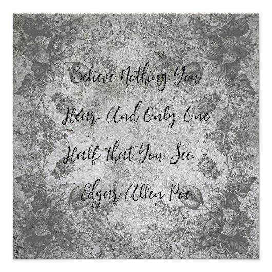 ヴィンテージ-スタイルフラワーオンストーンエドガーAllen Poe ポスター (正面)