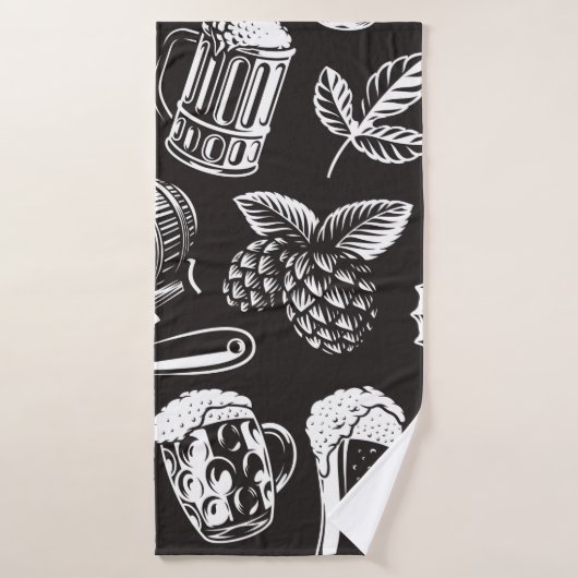 ヴィンテージ・スタイレットのビールのシームレスなパターン、バックグロ バスタオル (バスタオル)