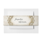 ヴィンテージ スターベイザー リリー クリーム レース ゴールド フレーム 招待状ベリーバンド (正面例)