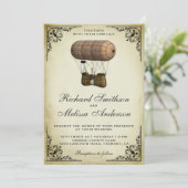 ヴィンテージ スチームパンク飛行船 結婚式招待状 招待状 (スタンド正面)