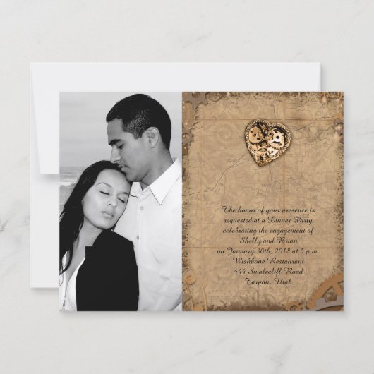 ヴィンテージ·スチームパンク·ブライ結婚ド·婚約 招待状 (正面)