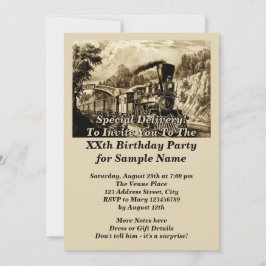 ヴィンテージ·スチーム·トレイン·マンの誕生日パーティー           招待状