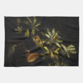 ヴィンテージ·スティル·ライフ（黒に花をつけた）  キッチンタオル (横)