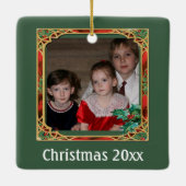 ヴィンテージ ステンドグラス フォト フレーム 赤 緑 投げ縄  セラミックオーナメント (裏面)