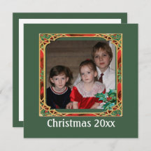 ヴィンテージ ステンドグラス フォト フレーム 赤 緑 投げ縄 