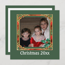 ヴィンテージ ステンドグラス フォト フレーム 赤 緑 投げ縄 招待状