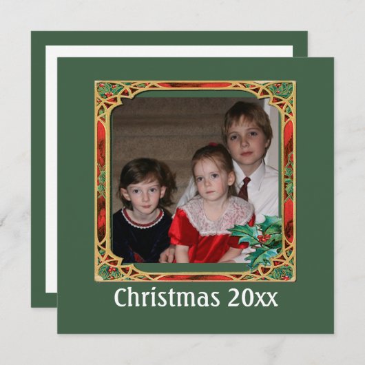 ヴィンテージ ステンドグラス フォト フレーム 赤 緑 投げ縄 招待状 (正面/裏面)