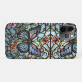 ヴィンテージ ステンドグラス ブルー バタフライ アート Case-Mate iPhoneケース (裏面(横))
