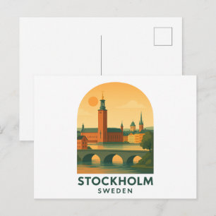 ヴィンテージ ストックホルム スウェーデン 旅行 – スカンジナビア風 ポストカード