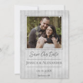 ヴィンテージ ストライプ フォト | グレー Save The Date セーブザデート (正面)