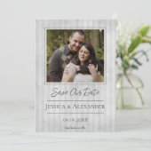 ヴィンテージ ストライプ フォト | グレー Save The Date セーブザデート (スタンド正面)