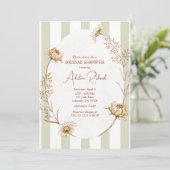 ヴィンテージ ストライプ フラワー ブライダル シャワー 招待状 (スタンド正面)