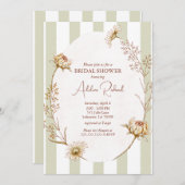 ヴィンテージ ストライプ フラワー ブライダル シャワー 招待状 (正面/裏面)