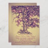 ヴィンテージ ストリング ライト ツリー ラスティック ウェディング インビテ 招待状 (正面/裏面)