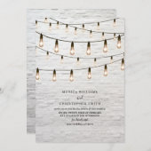 ヴィンテージ ストリング ライト 白レンガ バーチャル 招待状 (正面/裏面)