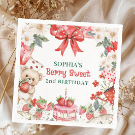 ヴィンテージ ストロベリー ベリー スイート 2歳の誕生日  スタンダードカクテルナプキン
