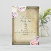 ヴィンテージ・ストーリーブック・エレガント・フラワー・グリーンウェディング 招待状 (スタンド正面)