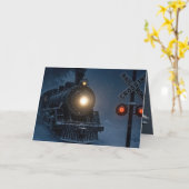 ヴィンテージ スノー トレインの誕生日 カード (黄色い花)