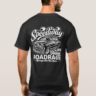 ヴィンテージ スピードウェイ クラシック カー レース 白 グラフィック Tシャツ