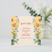 ヴィンテージ スプリング イエローフローラル ウェディング 招待状 (スタンド正面)