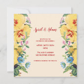 ヴィンテージ スプリング イエローフローラル ウェディング 招待状 (正面)