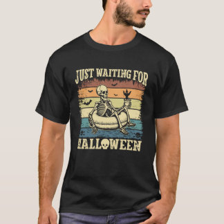 ヴィンテージ スプーキー サマー スケルトン ハロウィンを待つだけ Tシャツ