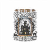ヴィンテージ スプーキー シーズン 幽霊の館 ハロウィン デザイン シール (正面)