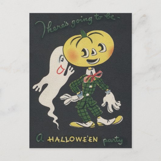 ヴィンテージ スプーキー ハロウィン ポストカード (正面)