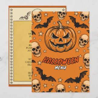 ヴィンテージ スプーキー パンプキン ハロウィンパーティーメニューカード メニュー