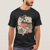 ヴィンテージ スプーキー フラミンゴ ハロウィンデザイン Tシャツ (正面)