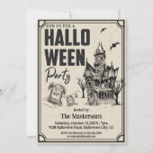 ヴィンテージ スプーキー 墓場 ホーンテッドハウス ハロウィン 招待状 (正面)