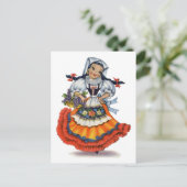 ヴィンテージ スペインの少女 伝統的なドレス ポストカード (スタンド正面)