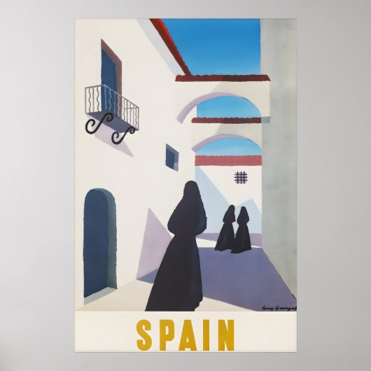 ヴィンテージ スペイン 旅行 ポスター 地中海 ストリート (正面)
