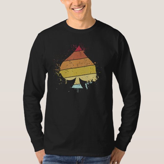 ヴィンテージ スペード ポーカー ゲーム カード プレーヤー Tシャツ (正面)