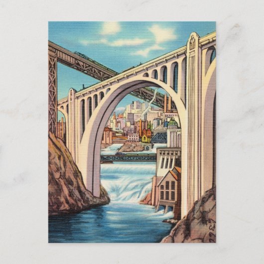 ヴィンテージ スポケーン, ワシントンと滝 ポストカード (正面)