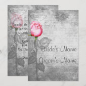 ヴィンテージ スポット カラー ピンク ローズ ウェディング 招待状 (正面/裏面)