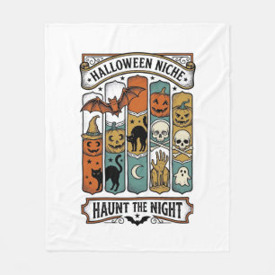 ヴィンテージ・スポーキー・ストライプのレトロ・ハロウィンTシャツA フリースブランケット