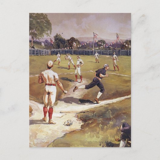 ヴィンテージ・スポーツ野球の試合 ポストカード (正面)