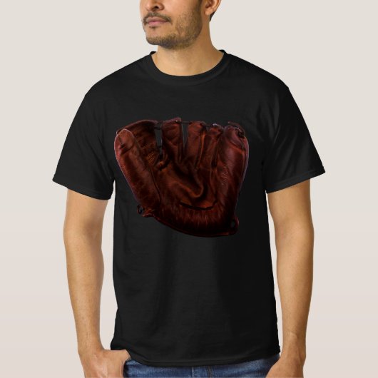 ヴィンテージ スポーツ, アンティーク レザー 野球グローブ Tシャツ (正面)