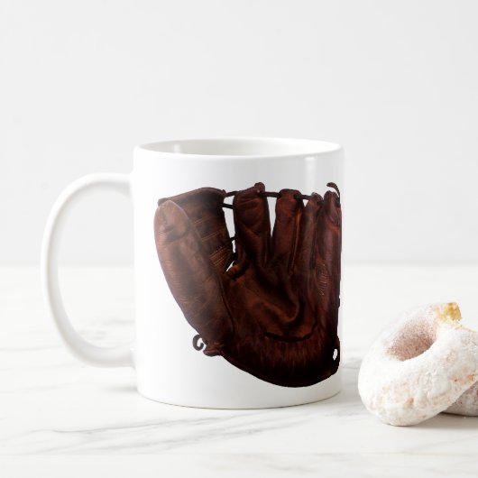 ヴィンテージ スポーツ アンティーク レザー 野球 グローブ コーヒーマグカップ (ドーナツ)