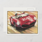 ヴィンテージ スポーツ カー ポスター プリントのポストカード ポストカード (正面/裏面)
