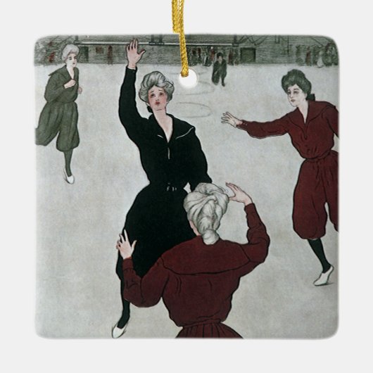 ヴィンテージ スポーツ, ゲームでプレーする女子バスケットボール選手 セラミックオーナメント (正面)